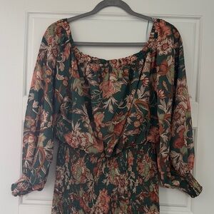 Floral Off-Shoulder dress with mid section smocking detail